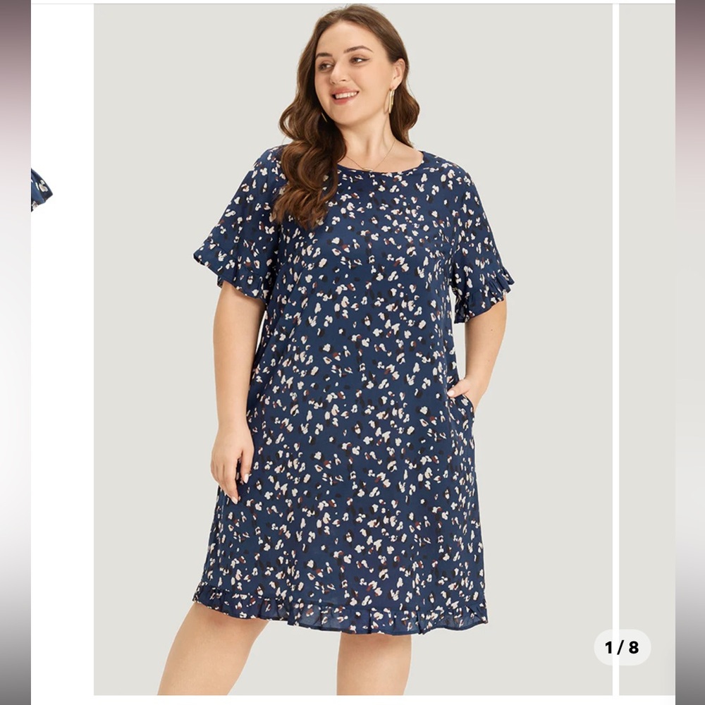 New, Blue Leopard Print Dress